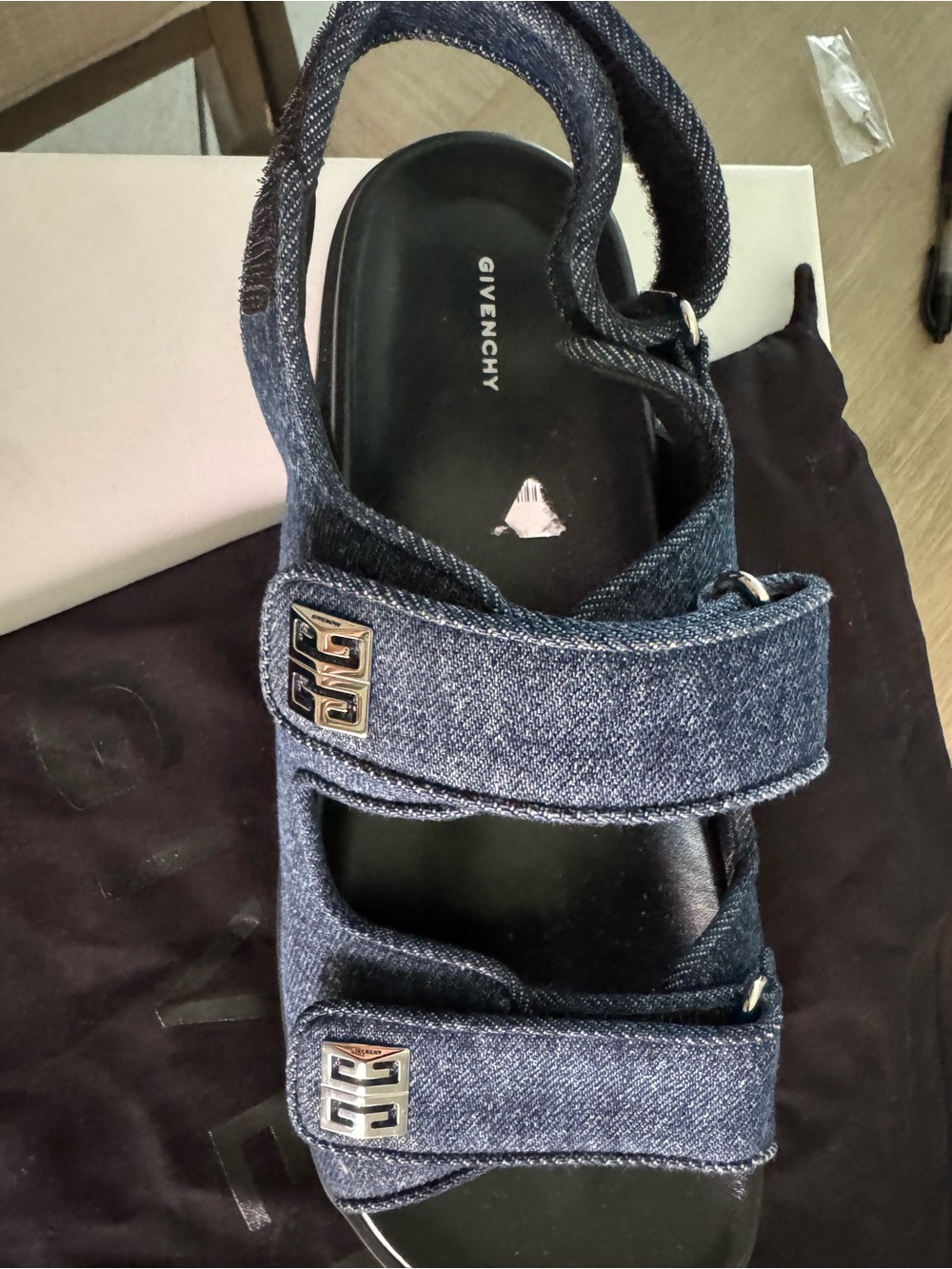 Givenchy Dark Blue Flat Strap Sandals - Picture 2 of 6